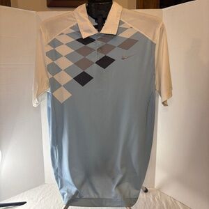 Nike Golf Men's Blue Dri-Fit Short Sleeve Golf Checker Casual Polo Shirt Small